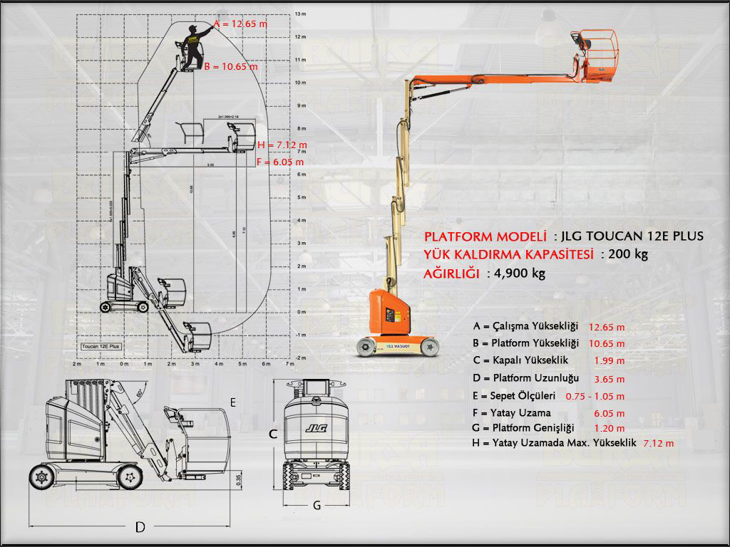 12  Metre Dikey Manlift Platform