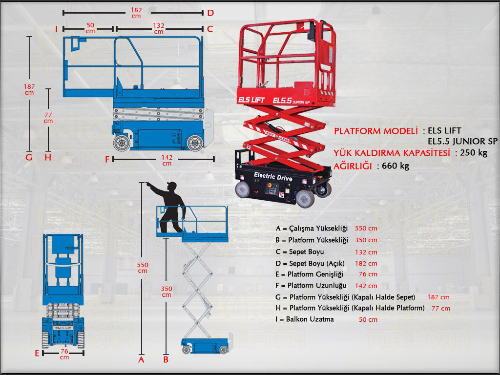 5.5 Metre Akl Makasl Manlift Platform  (Sepet Uzatmal)
