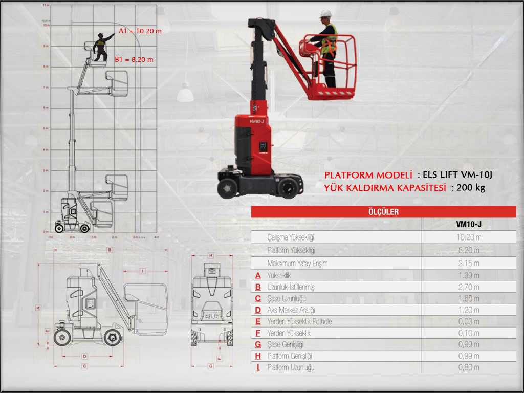 10 Metre Dikey Manlift Platform ELS